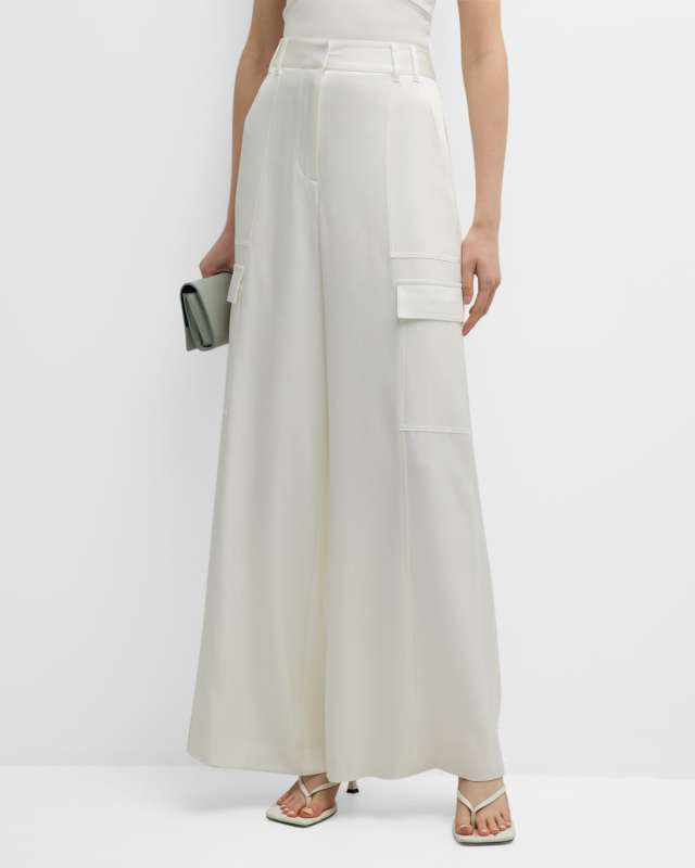 Parker High-Rise Wide-Leg Satin Pants